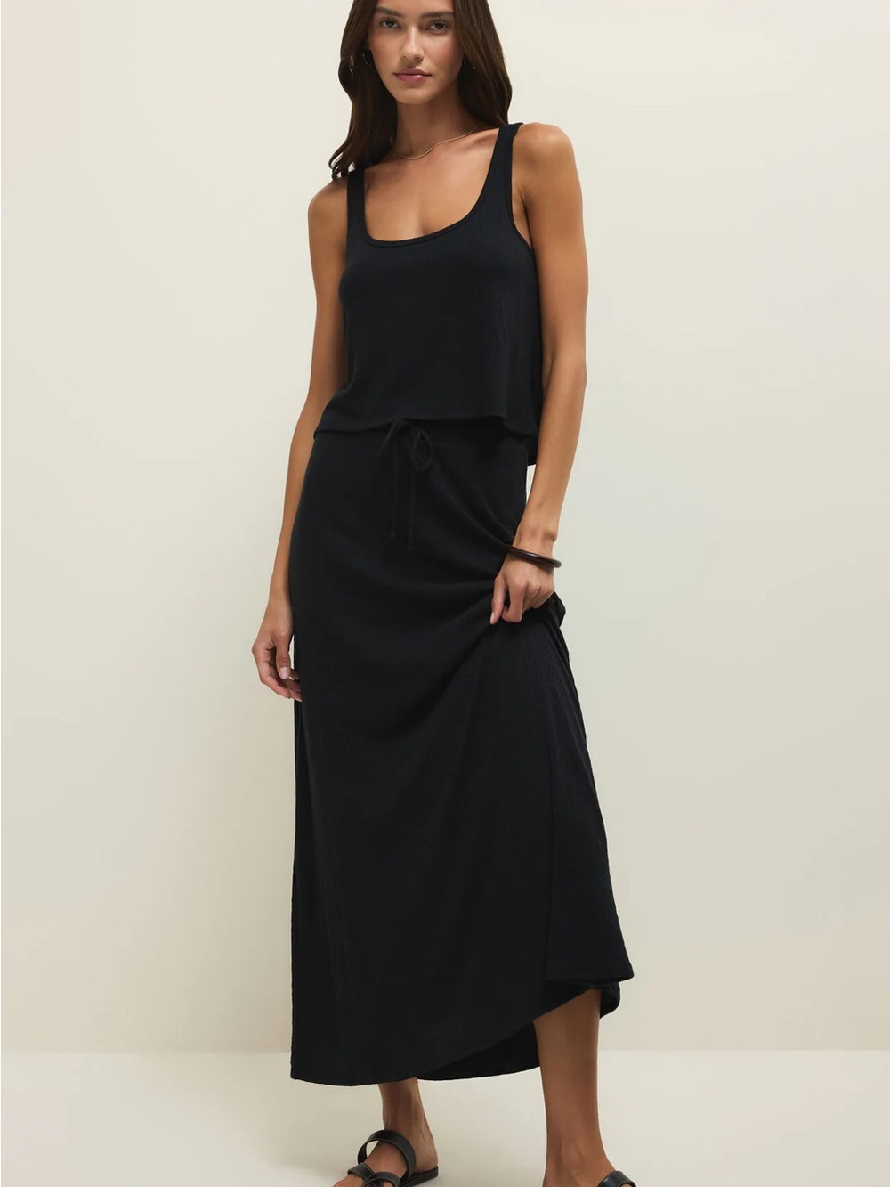 Z Supply Black Maxi Drawstring Skirt